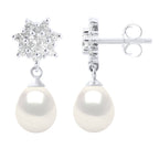 Boucles D'Oreilles Joaillerie Pendantes Perles 7-8 Mm -  Argent 925 - Saint Aygulf