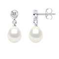 Boucles D'Oreilles Véritables Perles De Culture D'Eau Douce Poires 7-8 Mm