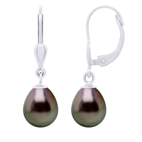 Boucles D'Oreilles Pendantes Perles De Tahiti Poires 9-10 Mm - Système Brisures - Argent 925 - Rakami