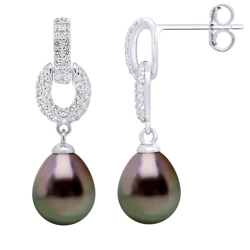 Boucles D'Oreilles Joaillerie Perles De Tahiti  Poires 8-9 Mm - Argent 925 - Prado