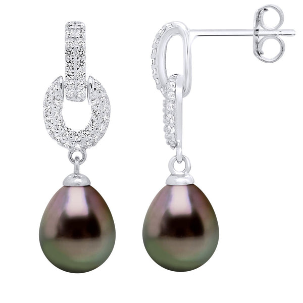 Boucles D'Oreilles Joaillerie Perles De Tahiti  Poires 8-9 Mm - Argent 925 - Prado