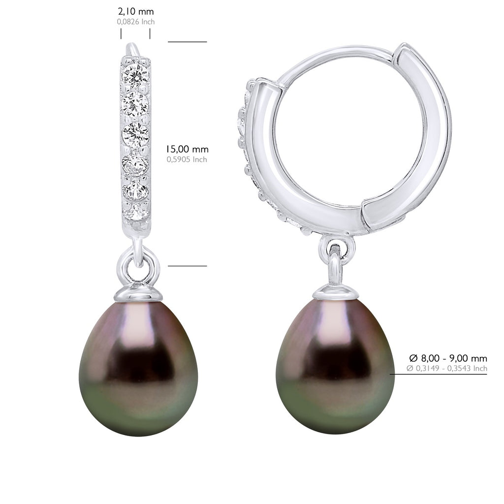 Boucles D'Oreilles Joaillerie Perles De Tahiti Poires 8-9 Mm - Argent 925 - Makuba
