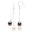 Boucles D'Oreilles Pendantes Perles De Tahiti Poires 8-9 Mm - Système Crochet - Argent 925 - Motu