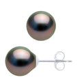 Boucles D'Oreilles Perles De Tahiti Ovales 8-9 Mm - Système Poussettes - Argent 925 - Nui