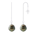 Boucles D'Oreilles Pedantes -2 Véritables Perles De Culture De Tahiti Cerclées 10-11 Mm