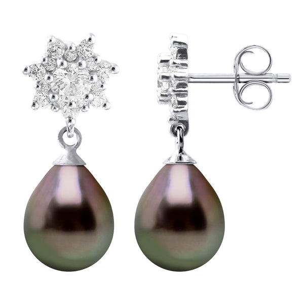 Boucles D'Oreilles Joaillerie Perles Poires 8-9 Mm - Système Poussettes - Argent 925 - Rakamapo