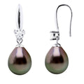 Boucles D'Oreilles Pendantes Perles De Tahiti 8-9 Mm - Système Crochet - Joaillerie Argent 925 - Nakavema