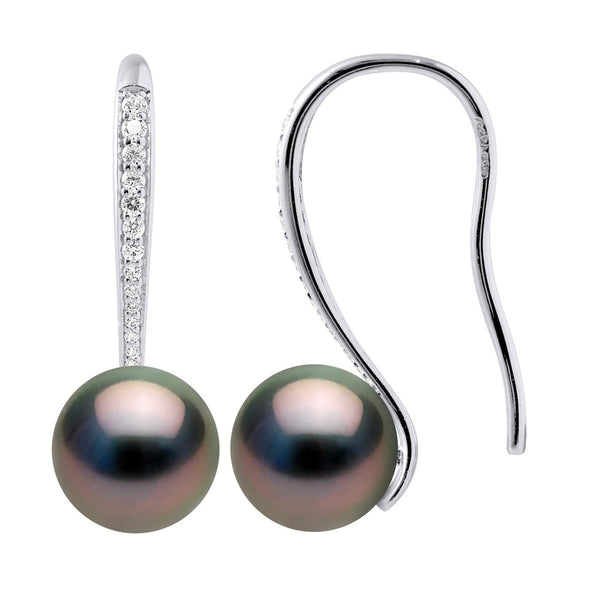 Boucles D'Oreilles Joaillerie Perles Rondes 8-9 Mm - Système Crochet - Argent 925 - Rakavinu