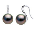 Boucles D'Oreilles Pendantes Perles De Tahiti Rondes 9-10 Mm - Système Crochet - Joaillerie Argent - Kondaka