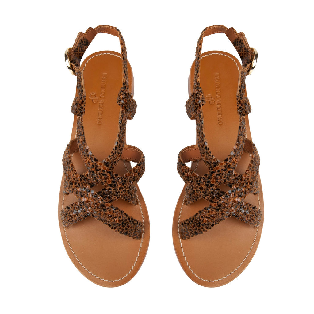 Couleur Pourpre - Sandales Bondo - - Python Camel