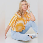 T-Shirt Boxy Crop - Kumquat Multi