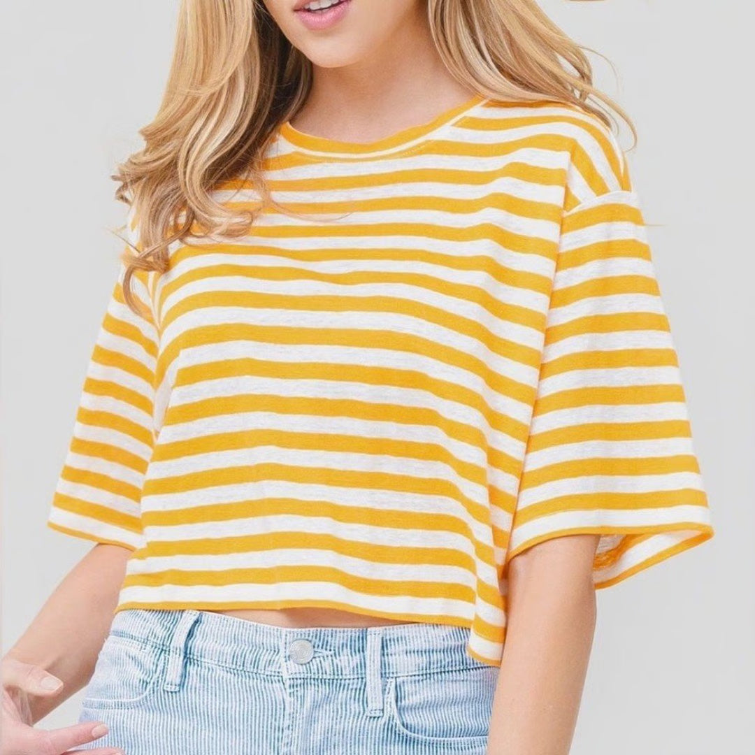 T-Shirt Boxy Crop - Kumquat Multi