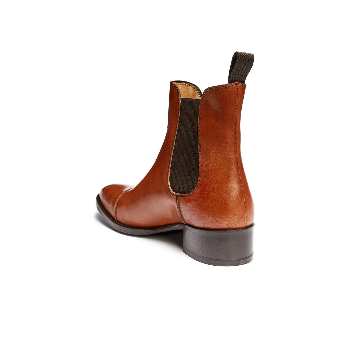 Bottines Chelsea À Bout Droit - Marron Tanné - Femme