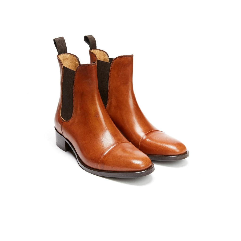 Bottines Chelsea À Bout Droit - Marron Tanné - Femme