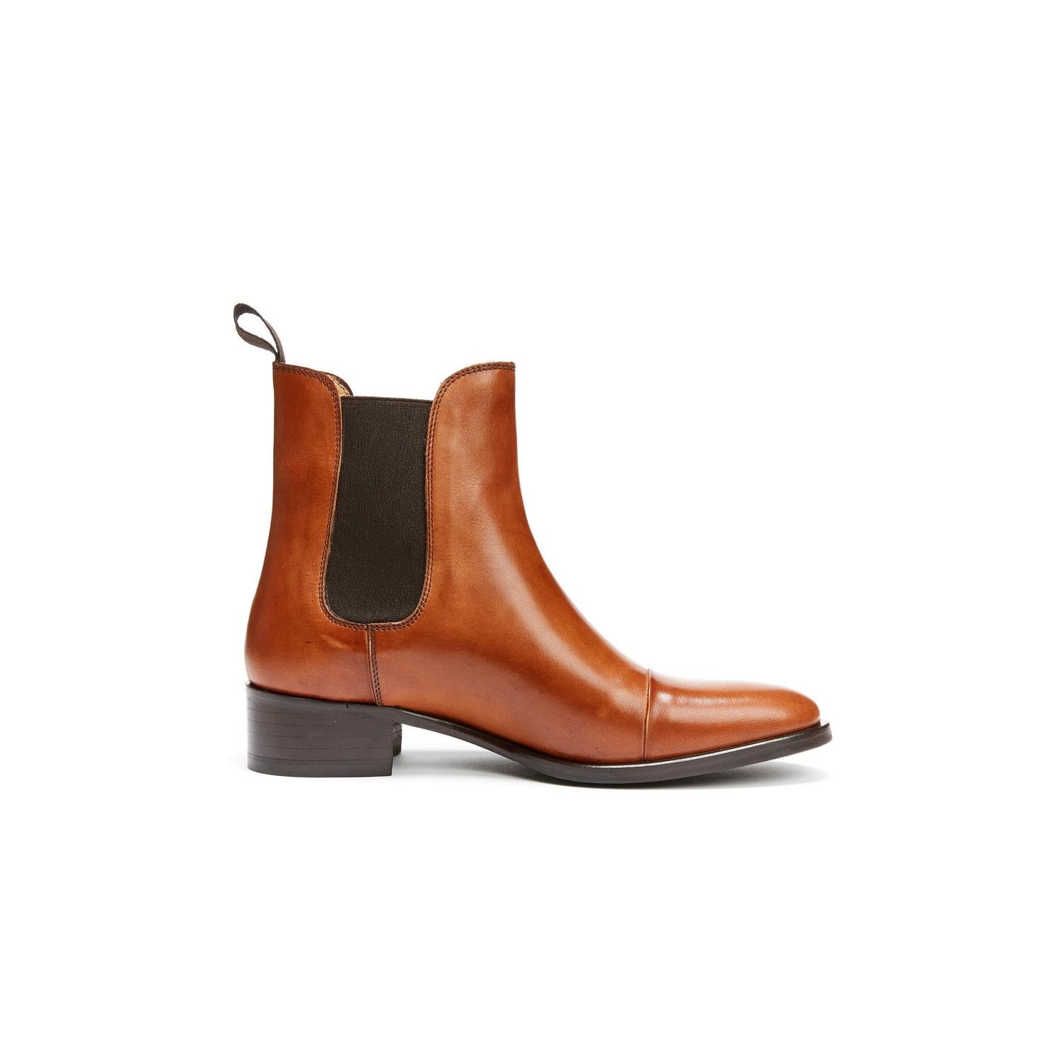 Bottines Chelsea À Bout Droit - Marron Tanné - Femme
