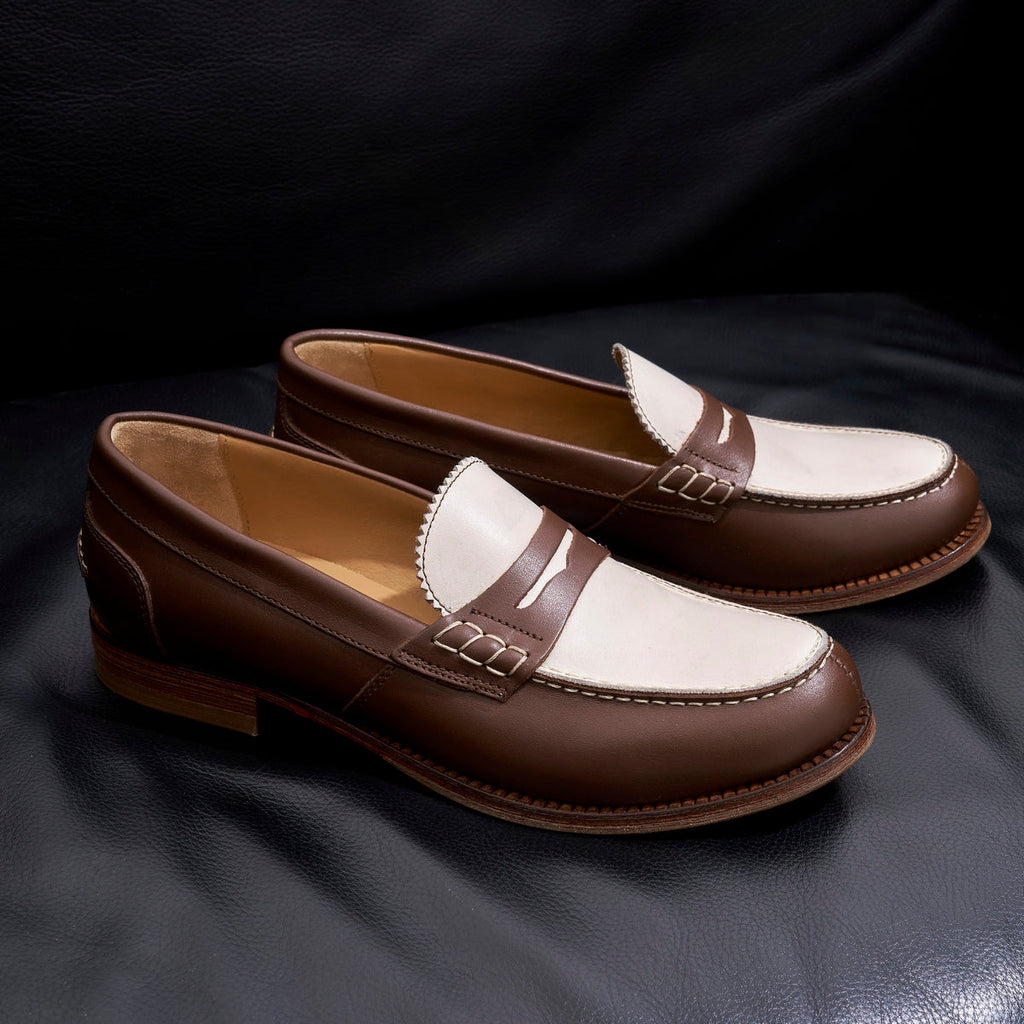Mocassins Penny - Marron Et Crème - Femme