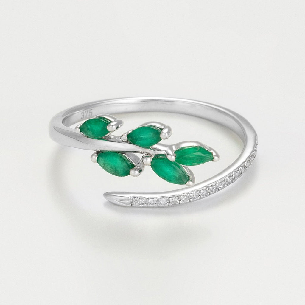 Bague "Saule" Diamant 0,05/16 Et Emeraude 0,38/5