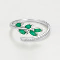 Bague "Saule" Diamant 0,05/16 Et Emeraude 0,38/5