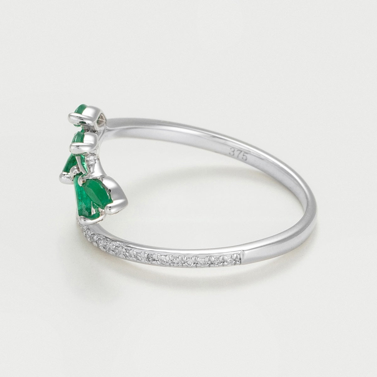 Bague "Saule" Diamant 0,05/16 Et Emeraude 0,38/5