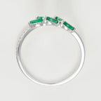 Bague "Saule" Diamant 0,05/16 Et Emeraude 0,38/5