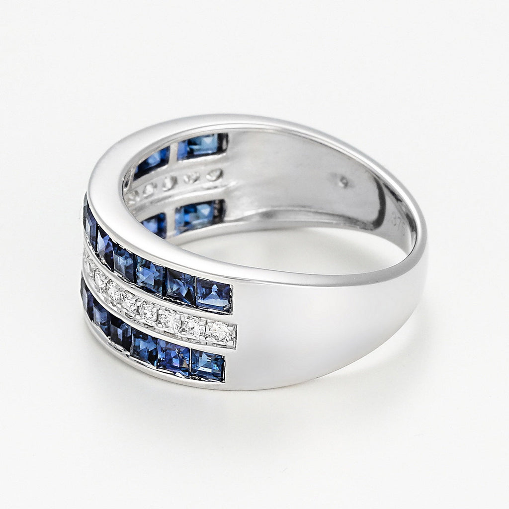 Bague "Princesses Saphir" D0,17/18 Saphir 1,7/26 - Or Blanc 375/1000