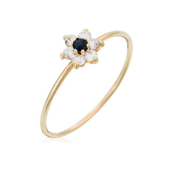 Bague "Blue Flower" Saphir , Or Jaune 375/1000