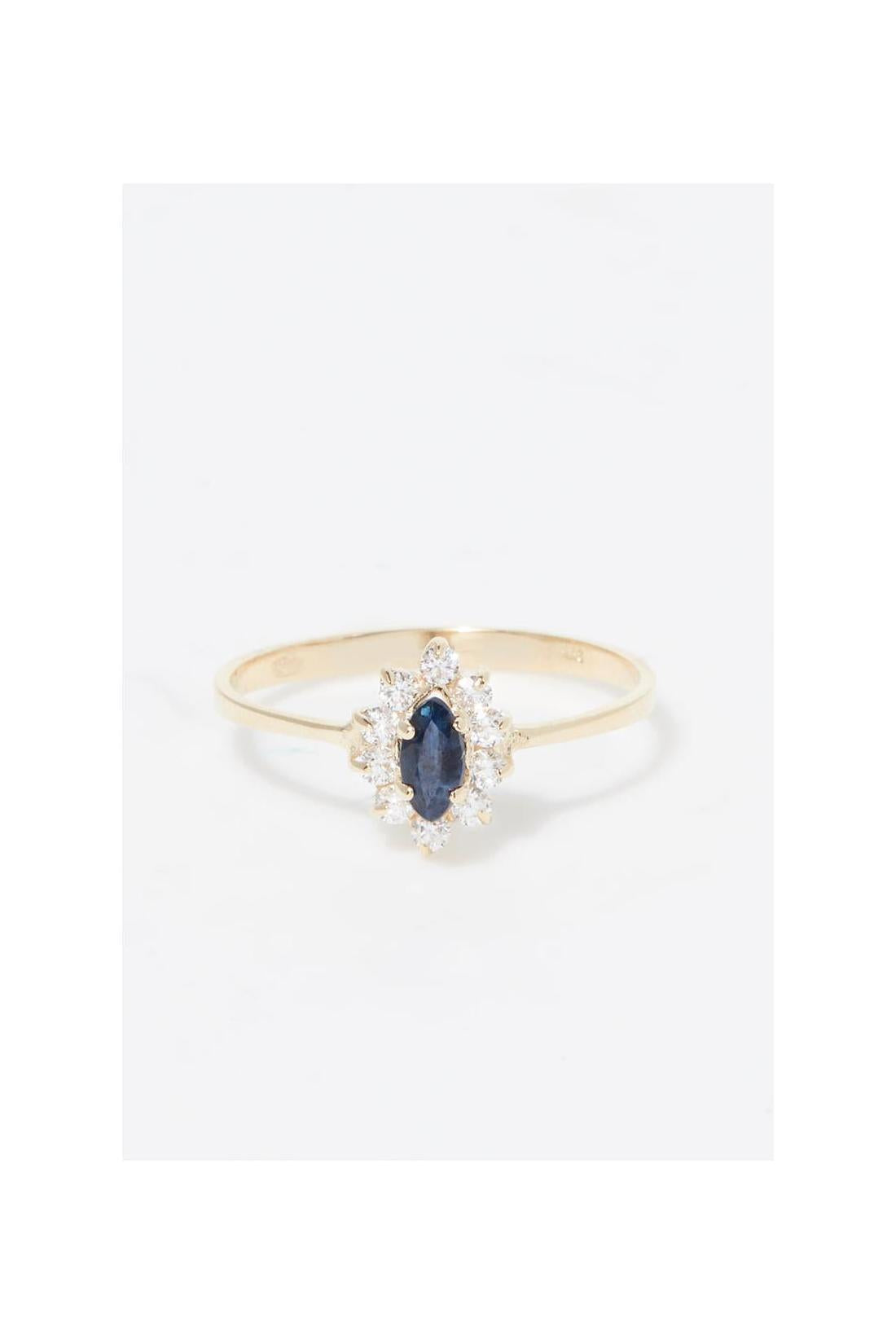 Bague "Vera" Saphir Or Jaune 375/1000 Et Zirconium