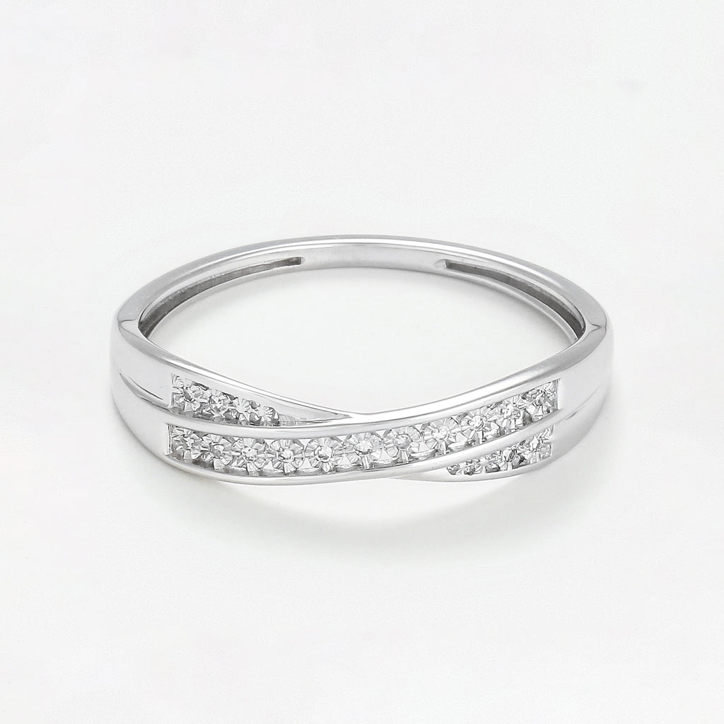Bague "Croce" D0,025/15 - Or Blanc