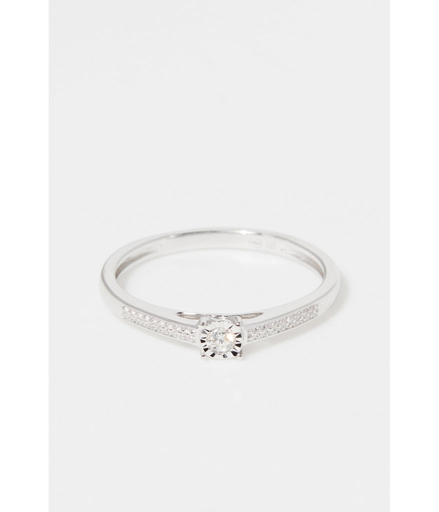 Bague Solitaire Antique  D0,04/1 - Or Blanc