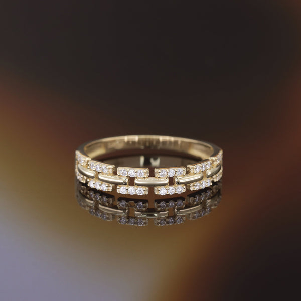 Bague "Ana" Or Jaune 375/1000 Et Zirconium