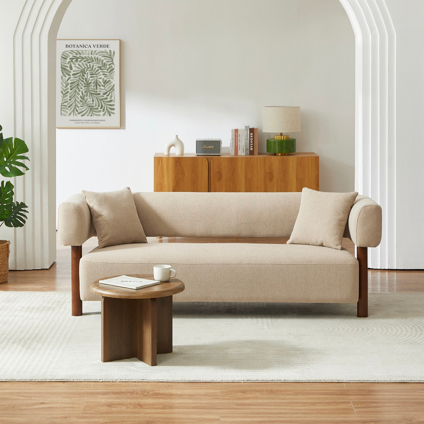 Brazza - Canapé Droit Fixe 3 Places - Tissu Beige Sable
