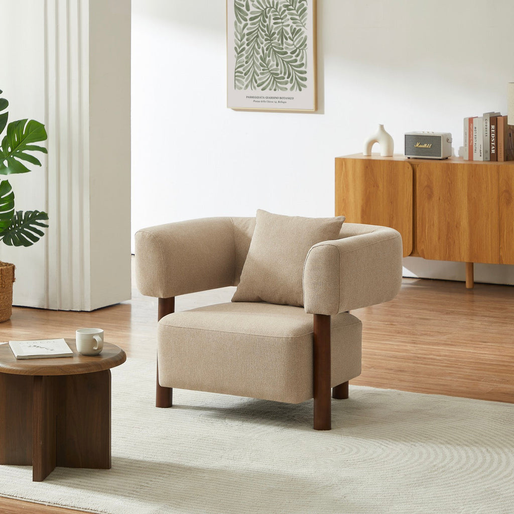 Brazza - Fauteuil Fixe 1 Place - Tissu Beige Sable