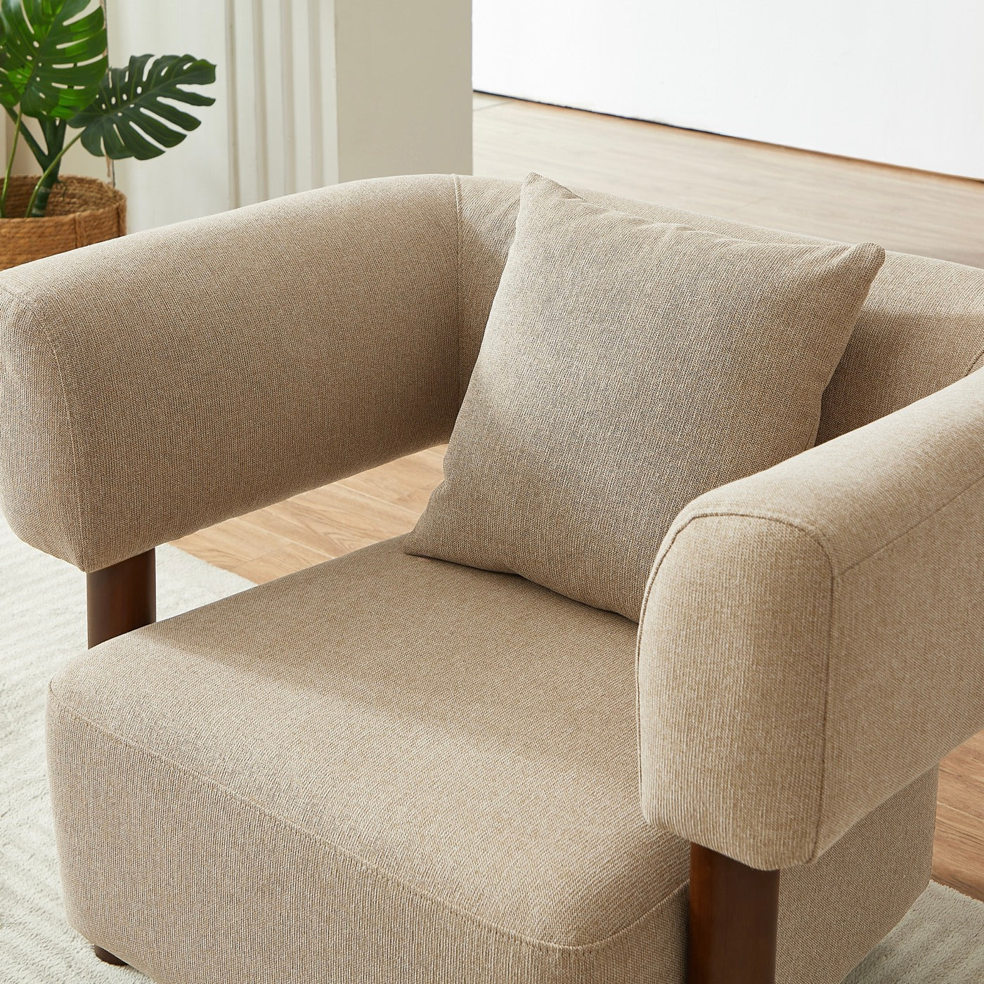 Brazza - Fauteuil Fixe 1 Place - Tissu Beige Sable