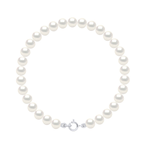 Bracelets Rang De Perles Rondes 5-6 Mm - Fermoir Anneau Ressort - Argent 925 - Clermont