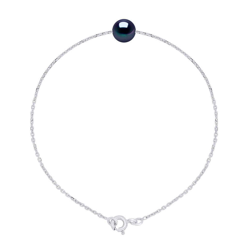 Bracelet Chainage Perles Rondes 7-8 Mm - Plusieurs Coloris - Argent 925 - Grimaud