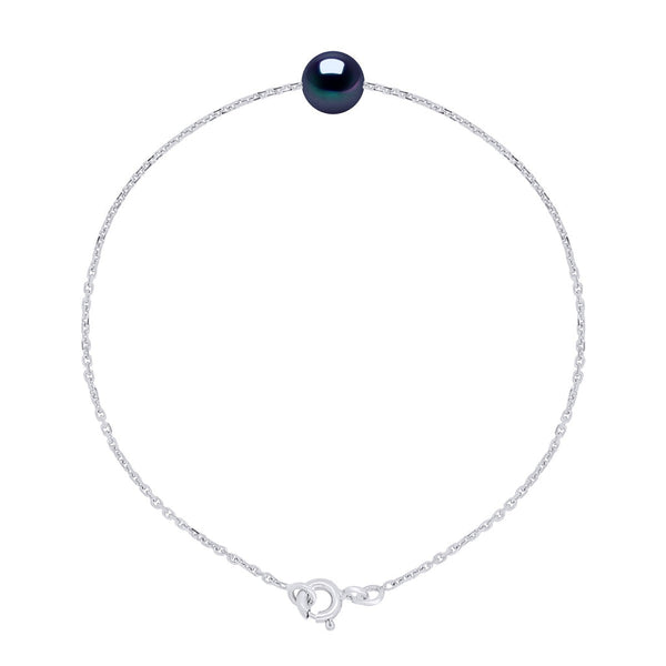 Bracelet Chainage Perles Rondes 7-8 Mm - Plusieurs Coloris - Argent 925 - Grimaud