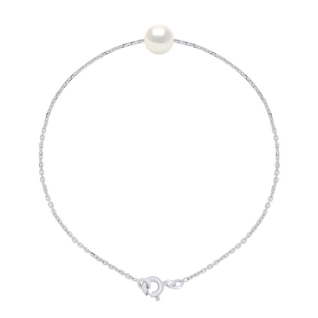 Bracelet Chainage Perles Rondes 7-8 Mm - Plusieurs Coloris - Argent 925 - Grimaud