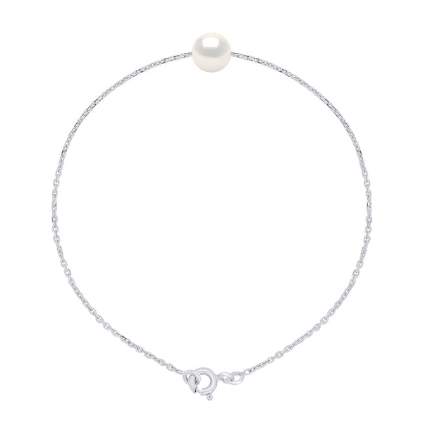 Bracelet Chainage Perles Rondes 7-8 Mm - Plusieurs Coloris - Argent 925 - Grimaud