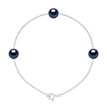 Bracelet Chainage 3 Perles Rondes 7-8 Mm - Plusieurs Coloris - Argent 925 - Grimaud