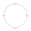 Bracelet Chainage 3 Perles Rondes 7-8 Mm - Plusieurs Coloris - Argent 925 - Grimaud