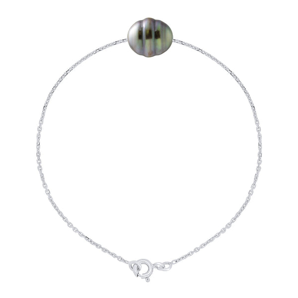 Bracelet Perle De Tahiti Cerclée 10-11 Mm - Chaîne Forçat - Argent 925 - Nuatama