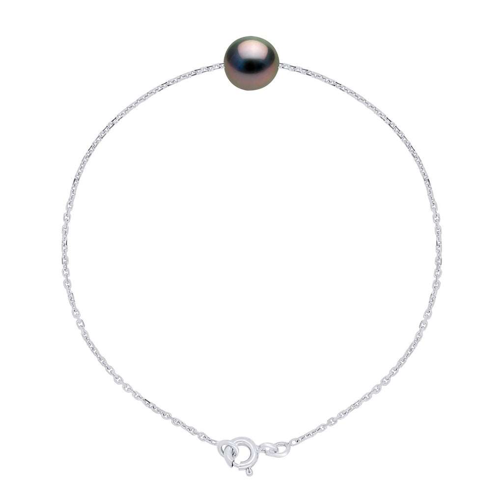 Bracelet Véritable Perle De Culture De Tahiti Ronde 8-9 Mm
