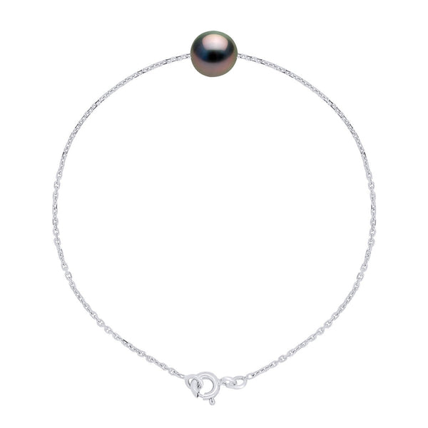 Bracelet Véritable Perle De Culture De Tahiti Ronde 8-9 Mm