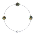 Bracelet 3 Véritables Perles De Culture De Tahiti Cerclées 8-9 Mm