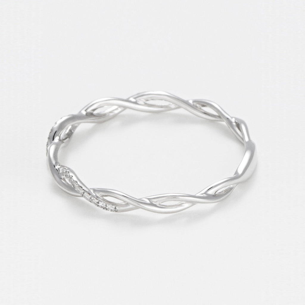 Bague "Entortillement" D0,06Cts/29 - Or Blanc 375/1000