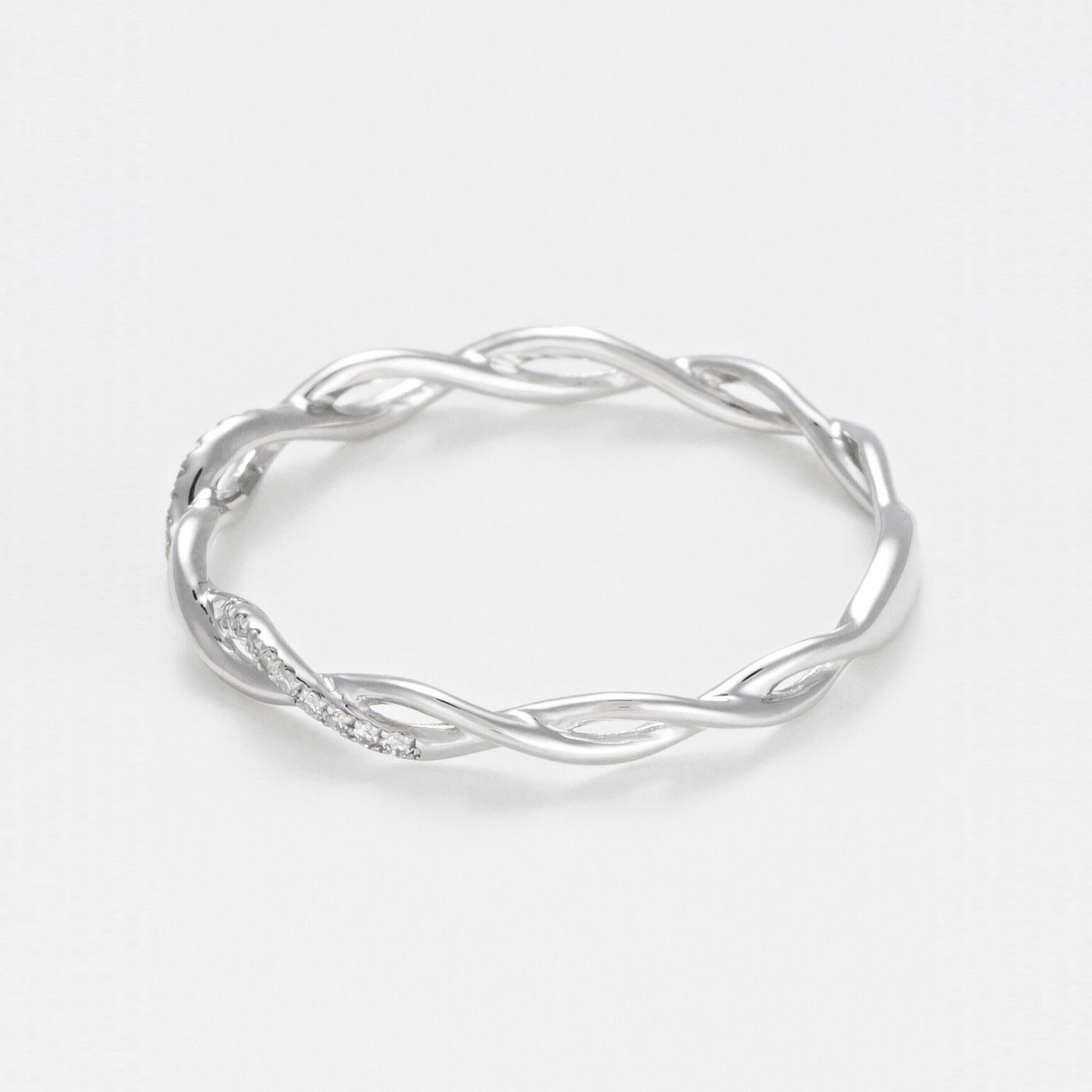 Bague "Entortillement" D0,06Cts/29 - Or Blanc 375/1000