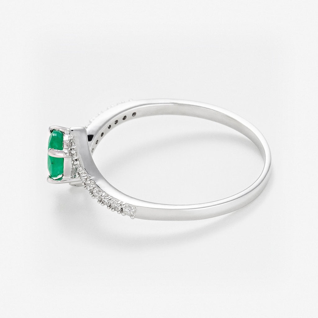 Bague "Belle Émeraude" D0,09/18 + E0,35/1 - Or Blanc