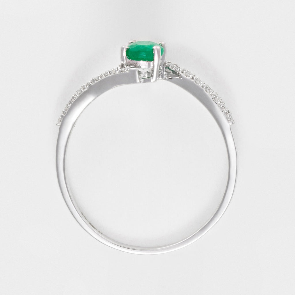 Bague "Belle Émeraude" D0,09/18 + E0,35/1 - Or Blanc