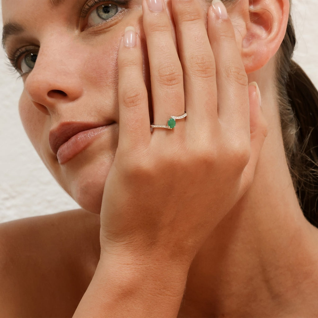 Bague "Belle Émeraude" D0,09/18 + E0,35/1 - Or Blanc