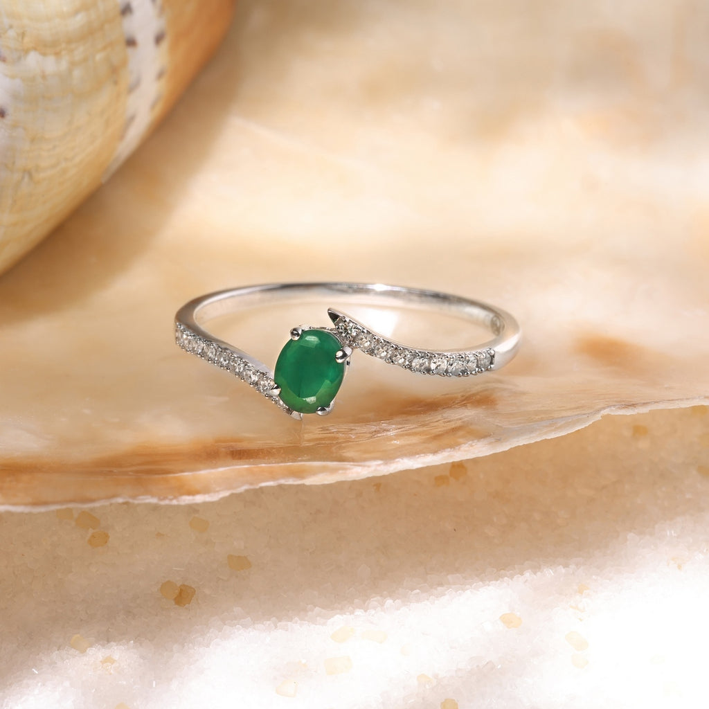 Bague "Belle Émeraude" D0,09/18 + E0,35/1 - Or Blanc